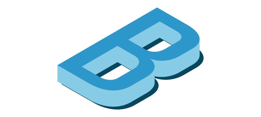 Capital letter B drawn in isometric style.